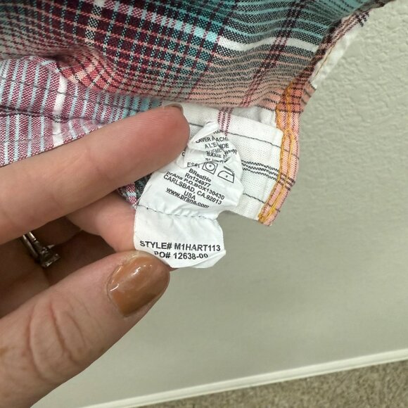 Prana Hartman Plaid Pearl Snap Organic Cotton Shirt M1HART113 Mens size Large - Picture 5 of 8